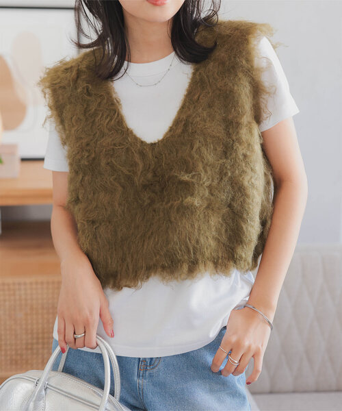 シャギーニットベスト（ベスト）｜KOBE LETTUCE（コウベレタス）の