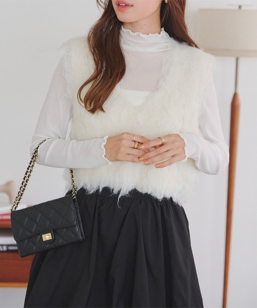 KOBE LETTUCE（コウベレタス）の「シャギーニットベスト（ベスト・レディース・アイボリー/カーキ/チャコール/ブラウン・M）」の18枚目の写真