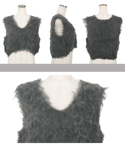 KOBE LETTUCE（コウベレタス）の「シャギーニットベスト（ベスト・レディース・アイボリー/カーキ/チャコール/ブラウン・M）」の22枚目の写真