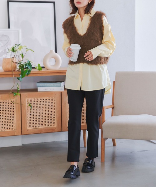 KOBE LETTUCE（コウベレタス）の「シャギーニットベスト（ベスト・レディース・アイボリー/カーキ/チャコール/ブラウン・M）」の10枚目の写真