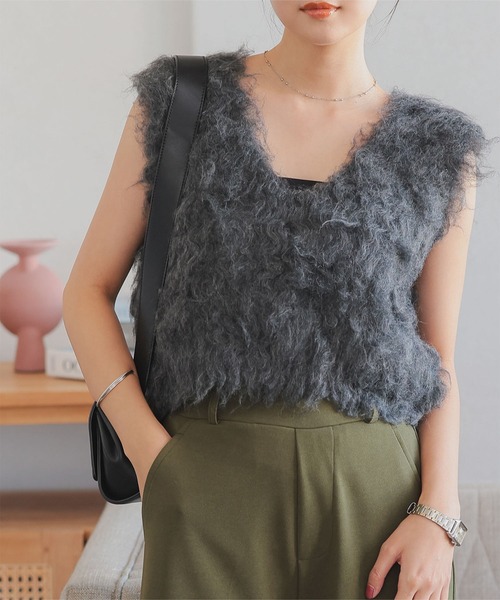 シャギーニットベスト（ベスト）｜KOBE LETTUCE（コウベレタス）の