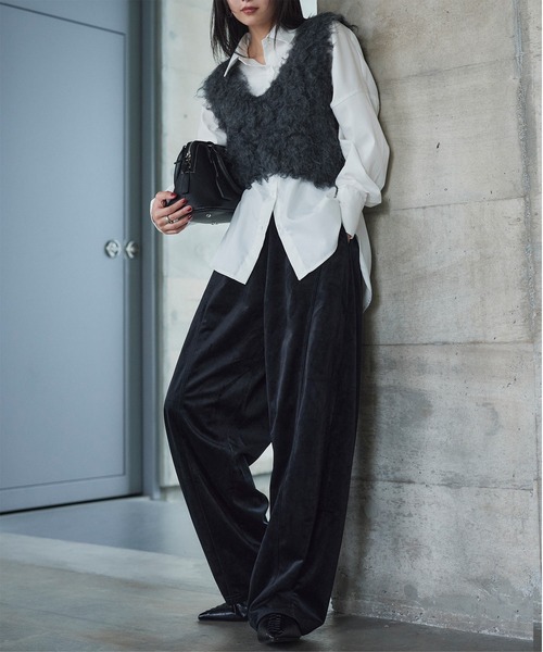 KOBE LETTUCE（コウベレタス）の「シャギーニットベスト（ベスト・レディース・アイボリー/カーキ/チャコール/ブラウン・M）」の12枚目の写真