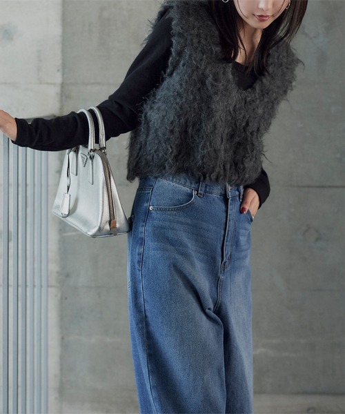 KOBE LETTUCE（コウベレタス）の「シャギーニットベスト（ベスト・レディース・アイボリー/カーキ/チャコール/ブラウン・M）」の14枚目の写真