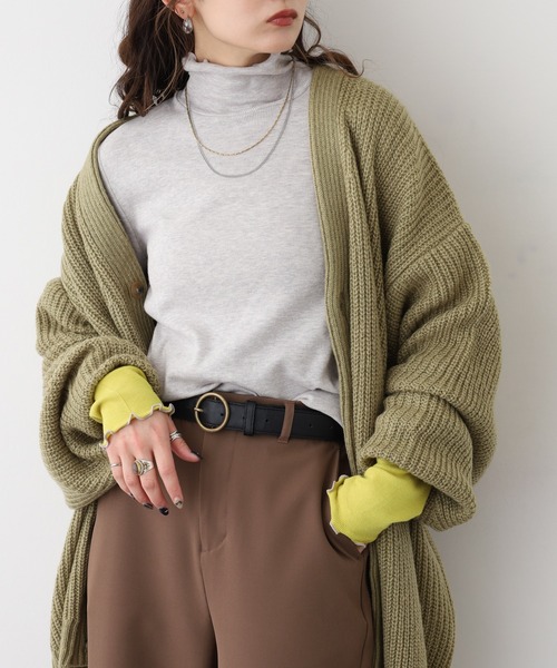 Miunelora(ミューネローラ)の「Miunelora 配色テレコリブカットソー(Tシャツ/カットソー・レディース・ブラック/ライトグレー/ネイビー/オフホワイト/チャコールグレー/ライトベージュ/ブラック系/ベージュ系・38)」の1枚目の写真