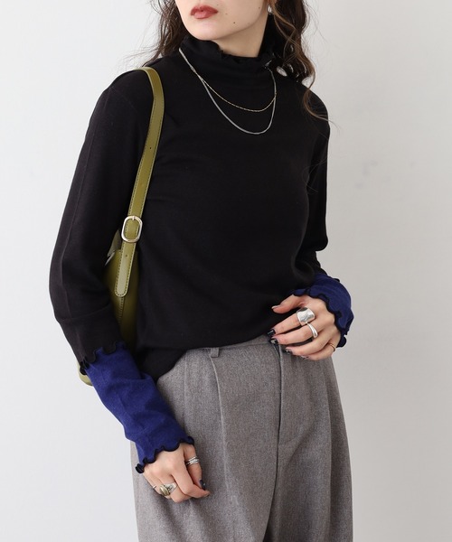 Miunelora(ミューネローラ)の「Miunelora 配色テレコリブカットソー(Tシャツ/カットソー・レディース・ブラック/ライトグレー/ネイビー/オフホワイト/チャコールグレー/ライトベージュ/ブラック系/ベージュ系・38)」の21枚目の写真