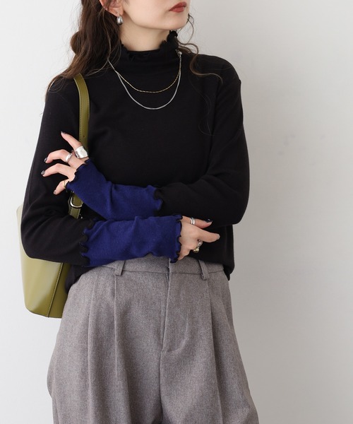 Miunelora(ミューネローラ)の「Miunelora 配色テレコリブカットソー(Tシャツ/カットソー・レディース・ブラック/ライトグレー/ネイビー/オフホワイト/チャコールグレー/ライトベージュ/ブラック系/ベージュ系・38)」の20枚目の写真