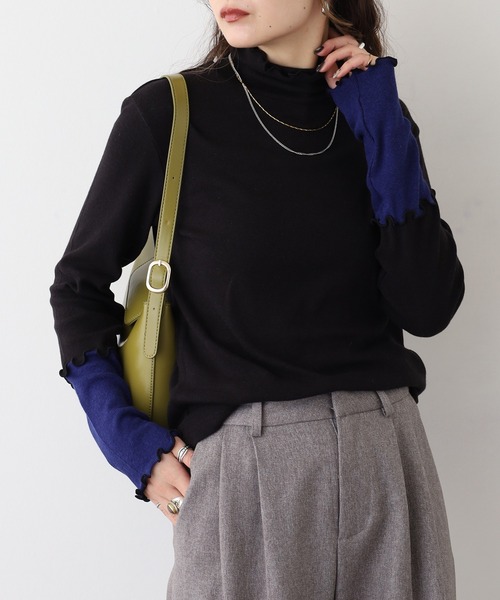 Miunelora(ミューネローラ)の「Miunelora 配色テレコリブカットソー(Tシャツ/カットソー・レディース・ブラック/ライトグレー/ネイビー/オフホワイト/チャコールグレー/ライトベージュ/ブラック系/ベージュ系・38)」の19枚目の写真