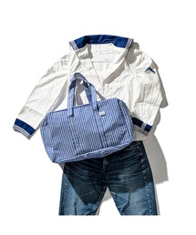 PUEBCO(vGuR)SHIRT FABRIC SCHOOL BAG Stripe A({XgobO)