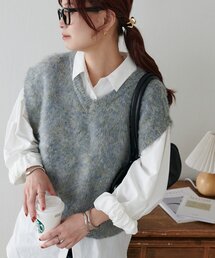 【WEB限定】メランジシャギーショートベスト