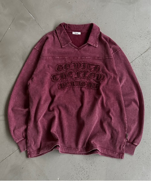 Perushu(ペルーシュ)の「ヴィンテージライク刺繍ポロロンT(Tシャツ/カットソー・メンズ・ブラック/ネイビー/ボルドー・MEDIUM/LARGE)」の3枚目の写真