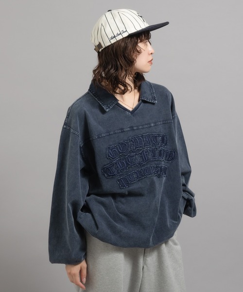 Perushu(ペルーシュ)の「ヴィンテージライク刺繍ポロロンT(Tシャツ/カットソー・メンズ・ブラック/ネイビー/ボルドー・MEDIUM/LARGE)」の22枚目の写真