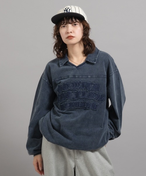Perushu(ペルーシュ)の「ヴィンテージライク刺繍ポロロンT(Tシャツ/カットソー・メンズ・ブラック/ネイビー/ボルドー・MEDIUM/LARGE)」の19枚目の写真