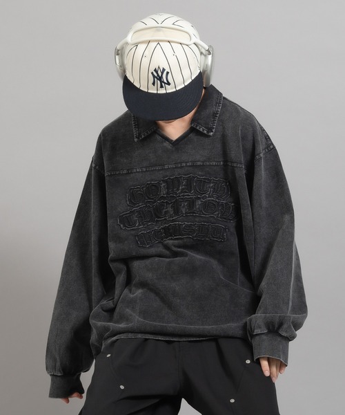 Perushu(ペルーシュ)の「ヴィンテージライク刺繍ポロロンT(Tシャツ/カットソー・メンズ・ブラック/ネイビー/ボルドー・MEDIUM/LARGE)」の4枚目の写真