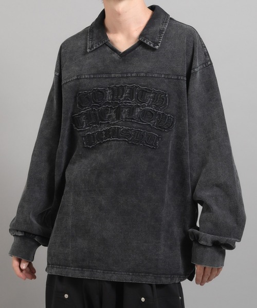 Perushu(ペルーシュ)の「ヴィンテージライク刺繍ポロロンT(Tシャツ/カットソー・メンズ・ブラック/ネイビー/ボルドー・MEDIUM/LARGE)」の8枚目の写真