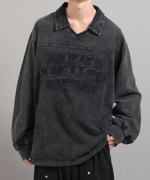Perushu(ペルーシュ)の「ヴィンテージライク刺繍ポロロンT(Tシャツ/カットソー・メンズ・ブラック/ネイビー/ボルドー・MEDIUM/LARGE)」の9枚目の写真