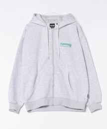 【THRASHER/スラッシャー】裏起毛ワンポイント刺繍ジップアップパーカー