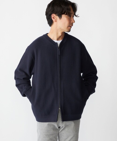SHIPS（シップス）の「SHIPS:〈洗濯機可能〉SOLOTEX(R) コットン ピケ クルーネック ジップ カーディガン（カーディガン/ボレロ・メンズ・ブラウン/ロイヤルブルー/ネイビー・SMALL/MEDIUM/LARGE/X-LARGE）」の3枚目の写真