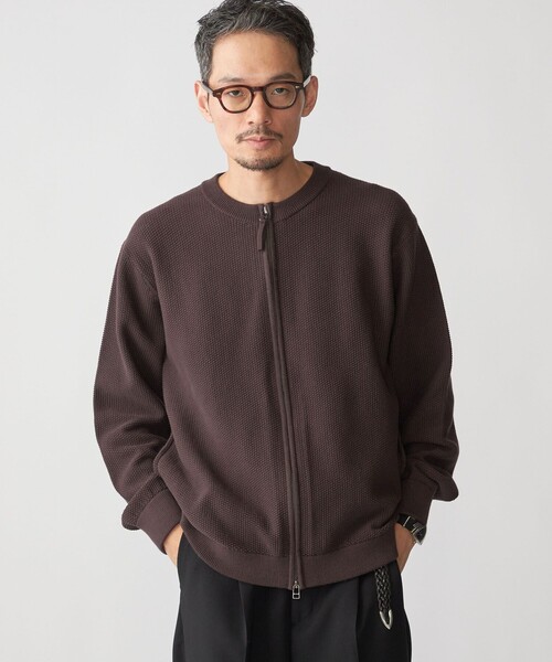 SHIPS（シップス）の「SHIPS:〈洗濯機可能〉SOLOTEX(R) コットン ピケ クルーネック ジップ カーディガン（カーディガン/ボレロ・メンズ・ブラウン/ロイヤルブルー/ネイビー・SMALL/MEDIUM/LARGE/X-LARGE）」の2枚目の写真