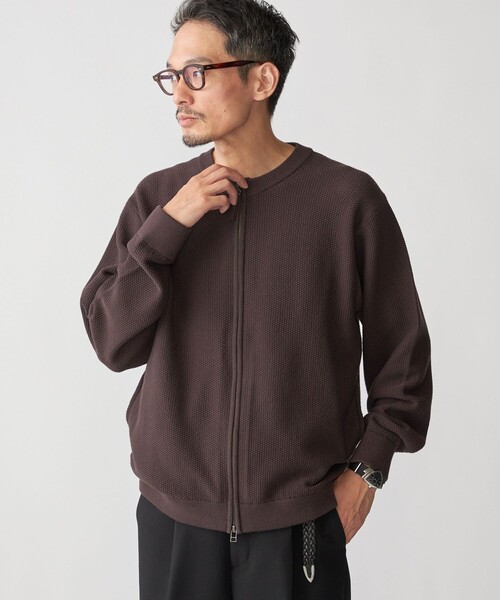 SHIPS（シップス）の「SHIPS:〈洗濯機可能〉SOLOTEX(R) コットン ピケ クルーネック ジップ カーディガン（カーディガン/ボレロ・メンズ・ブラウン/ロイヤルブルー/ネイビー・SMALL/MEDIUM/LARGE/X-LARGE）」の10枚目の写真