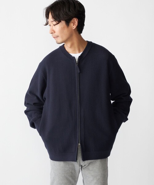 SHIPS（シップス）の「SHIPS:〈洗濯機可能〉SOLOTEX(R) コットン ピケ クルーネック ジップ カーディガン（カーディガン/ボレロ・メンズ・ブラウン/ロイヤルブルー/ネイビー・SMALL/MEDIUM/LARGE/X-LARGE）」の17枚目の写真