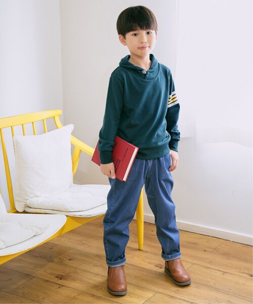 ikka（イッカ）の「コンチョボタンショール襟トレーナー（120~160cm）（スウェット・キッズ・ネイビー/グリーン/ライトベージュ/スモークグレー・120/130/140/150/160）」の17枚目の写真