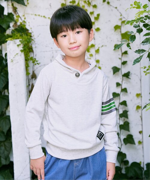 ikka（イッカ）の「コンチョボタンショール襟トレーナー（120~160cm）（スウェット・キッズ・ネイビー/グリーン/ライトベージュ/スモークグレー・120/130/140/150/160）」の20枚目の写真