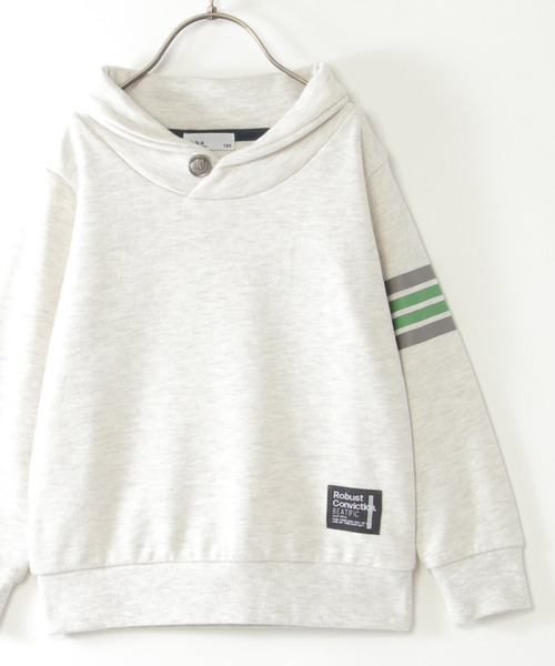 ikka（イッカ）の「コンチョボタンショール襟トレーナー（120~160cm）（スウェット・キッズ・ネイビー/グリーン/ライトベージュ/スモークグレー・120/130/140/150/160）」の2枚目の写真