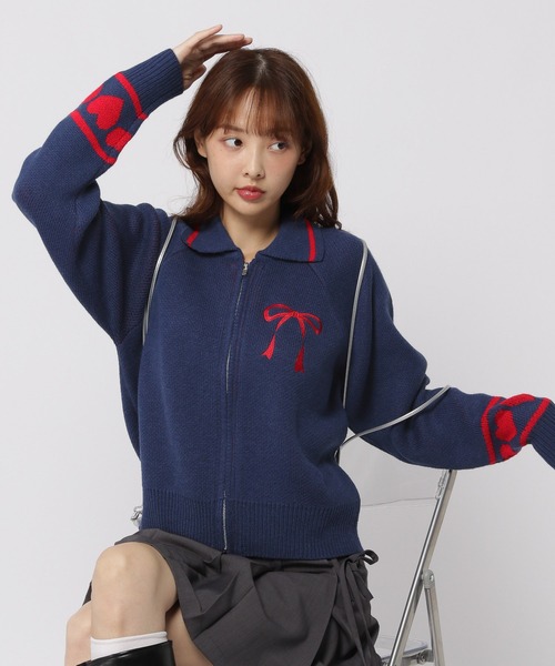 3.3 Field Trip （3.3フィールドトリップ）の「3.3 Field Trip／エリリボンニットZIP（ニット/セーター・レディース・ネイビー/ブラウン/ブラック・FREE）」の3枚目の写真