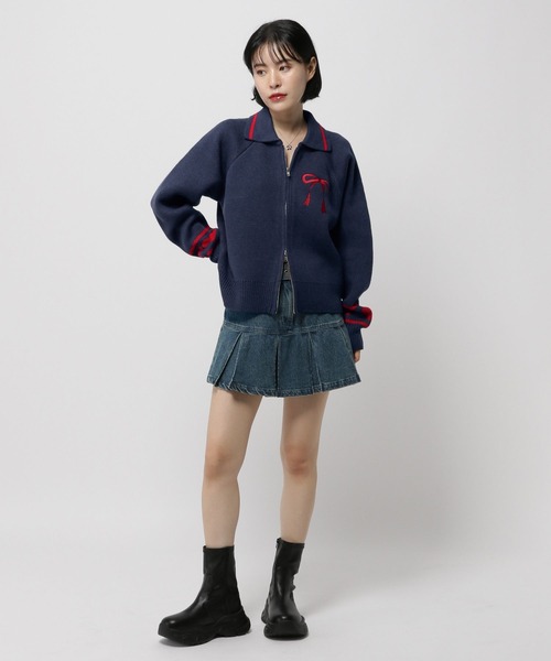 3.3 Field Trip （3.3フィールドトリップ）の「3.3 Field Trip／エリリボンニットZIP（ニット/セーター・レディース・ネイビー/ブラウン/ブラック・FREE）」の4枚目の写真