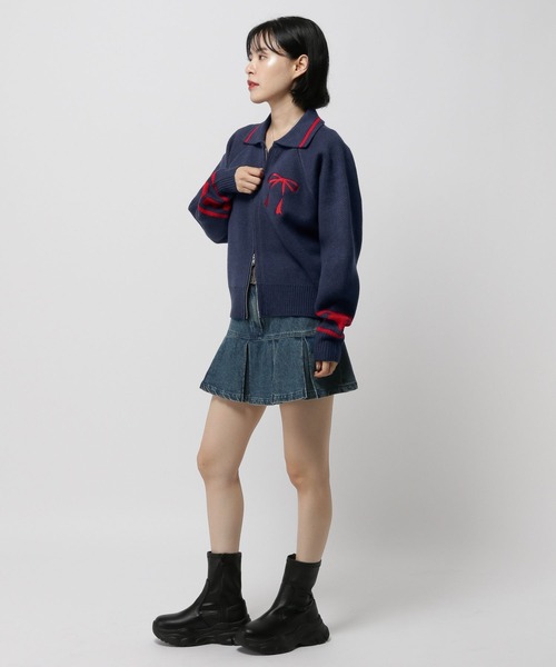 3.3 Field Trip （3.3フィールドトリップ）の「3.3 Field Trip／エリリボンニットZIP（ニット/セーター・レディース・ネイビー/ブラウン/ブラック・FREE）」の5枚目の写真