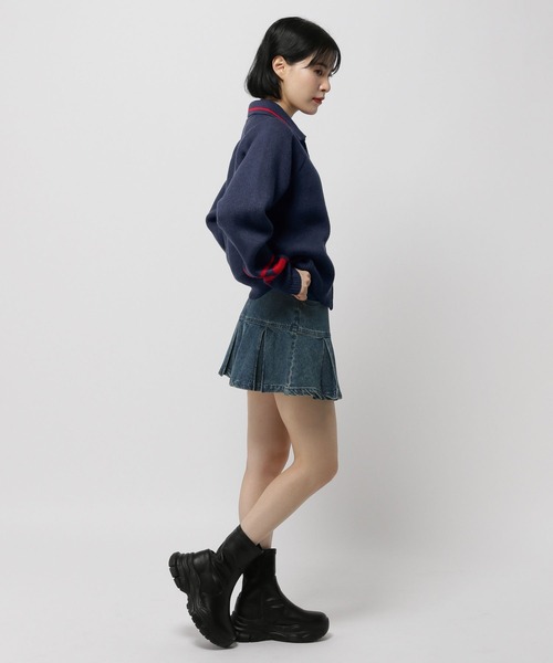 3.3 Field Trip （3.3フィールドトリップ）の「3.3 Field Trip／エリリボンニットZIP（ニット/セーター・レディース・ネイビー/ブラウン/ブラック・FREE）」の6枚目の写真