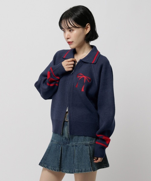 3.3 Field Trip （3.3フィールドトリップ）の「3.3 Field Trip／エリリボンニットZIP（ニット/セーター・レディース・ネイビー/ブラウン/ブラック・FREE）」の7枚目の写真