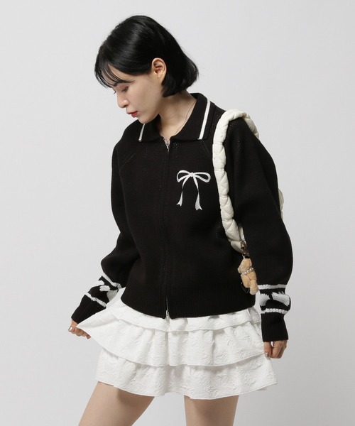 3.3 Field Trip （3.3フィールドトリップ）の「3.3 Field Trip／エリリボンニットZIP（ニット/セーター・レディース・ネイビー/ブラウン/ブラック・FREE）」の11枚目の写真