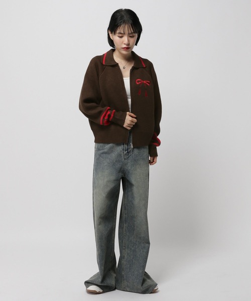 3.3 Field Trip （3.3フィールドトリップ）の「3.3 Field Trip／エリリボンニットZIP（ニット/セーター・レディース・ネイビー/ブラウン/ブラック・FREE）」の14枚目の写真