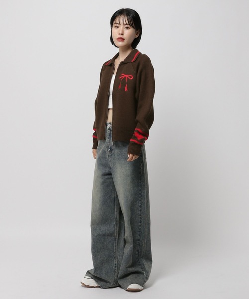 3.3 Field Trip （3.3フィールドトリップ）の「3.3 Field Trip／エリリボンニットZIP（ニット/セーター・レディース・ネイビー/ブラウン/ブラック・FREE）」の15枚目の写真