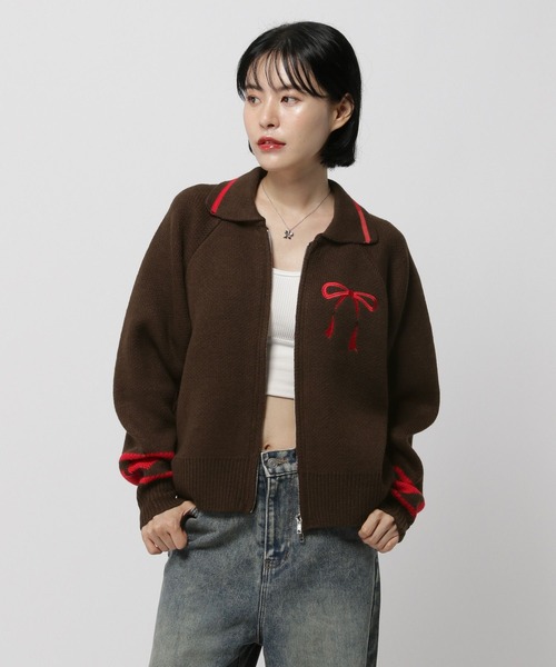 3.3 Field Trip （3.3フィールドトリップ）の「3.3 Field Trip／エリリボンニットZIP（ニット/セーター・レディース・ネイビー/ブラウン/ブラック・FREE）」の17枚目の写真