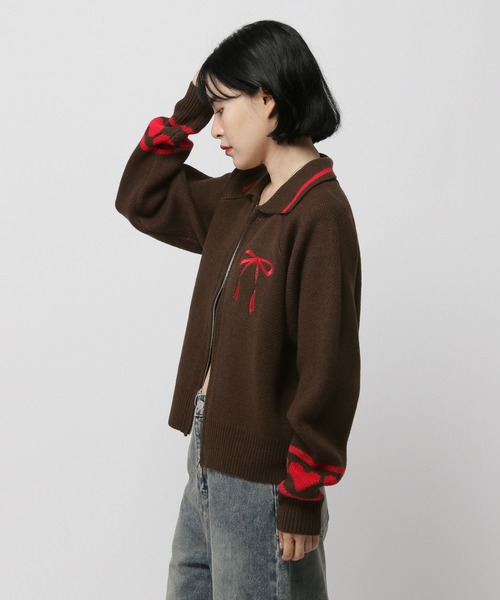 3.3 Field Trip （3.3フィールドトリップ）の「3.3 Field Trip／エリリボンニットZIP（ニット/セーター・レディース・ネイビー/ブラウン/ブラック・FREE）」の18枚目の写真