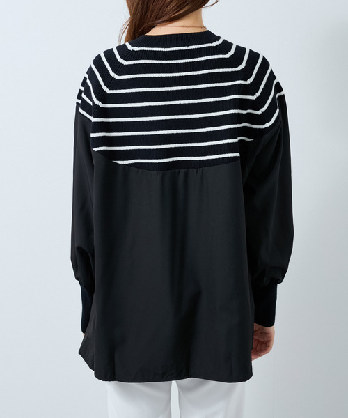 Jayro（ジャイロ）の「ボーダーニット異素材切替プルオーバー（Tシャツ/カットソー・レディース・ブラック/グレー/ベージュ・FREE）」の19枚目の写真