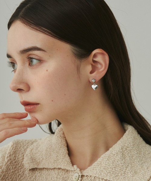 セール】【 金属アレルギー対応 】 ダブルハートピアス サージカル