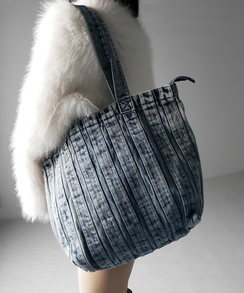◆デニムリメイク◆ウォッシュドBAG◆パープル◆No.225◆ セール】※※【 2color 】ケミカルウォッシュスクエアデニム