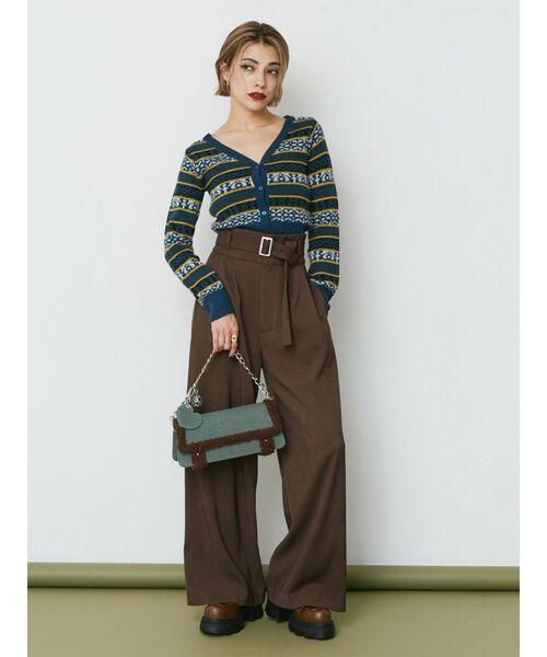 EVRIS（エヴリス）の「ハイウエストワイドパンツ（その他パンツ・レディース・ブラック/ブラウン・SMALL/MEDIUM）」の4枚目の写真