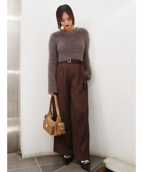 EVRIS（エヴリス）の「ハイウエストワイドパンツ（その他パンツ・レディース・ブラック/ブラウン・SMALL/MEDIUM）」の12枚目の写真