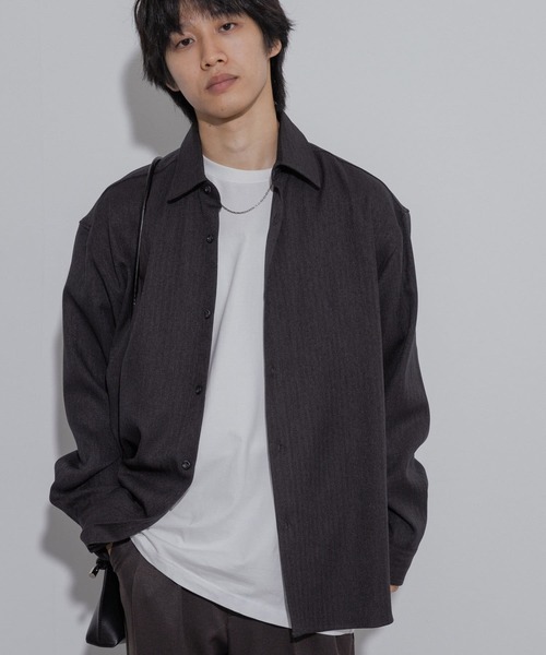 SENSE OF PLACE by URBAN RESEARCH（センスオブプレイスバイアーバンリサーチ）の「ヘリンボーンレギュラーカラーシャツ（シャツ/ブラウス・メンズ・オレンジ/チャコールグレー/ブラウン・MEDIUM/LARGE）」の2枚目の写真