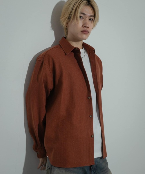 SENSE OF PLACE by URBAN RESEARCH（センスオブプレイスバイアーバンリサーチ）の「ヘリンボーンレギュラーカラーシャツ（シャツ/ブラウス・メンズ・オレンジ/チャコールグレー/ブラウン・MEDIUM/LARGE）」の6枚目の写真