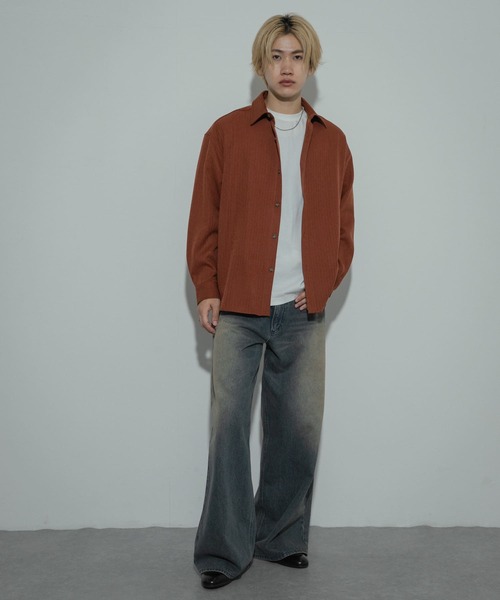 SENSE OF PLACE by URBAN RESEARCH（センスオブプレイスバイアーバンリサーチ）の「ヘリンボーンレギュラーカラーシャツ（シャツ/ブラウス・メンズ・オレンジ/チャコールグレー/ブラウン・MEDIUM/LARGE）」の7枚目の写真