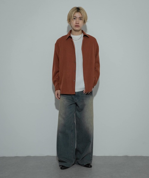 SENSE OF PLACE by URBAN RESEARCH（センスオブプレイスバイアーバンリサーチ）の「ヘリンボーンレギュラーカラーシャツ（シャツ/ブラウス・メンズ・オレンジ/チャコールグレー/ブラウン・MEDIUM/LARGE）」の8枚目の写真