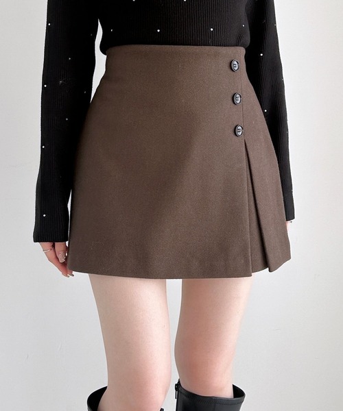 Heather（ヘザー）の「スリットデザインミニスカート　210259（スカート・レディース・チャコールグレー/ベージュ/ブラウン/ブラウン系・S/M）」の2枚目の写真