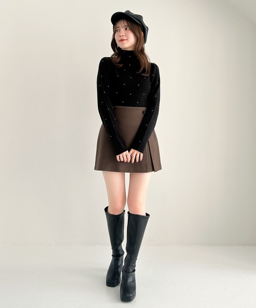 Heather（ヘザー）の「スリットデザインミニスカート　210259（スカート・レディース・チャコールグレー/ベージュ/ブラウン/ブラウン系・S/M）」の12枚目の写真