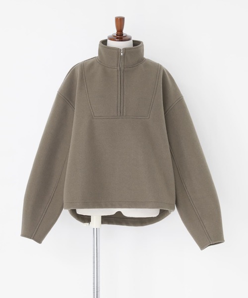 n'OrLABEL(ノアールレーベル)の「フラノライクハーフジッププルオーバー(スウェット・レディース・ベージュ/チャコール/ブラウン・FREE)」の12枚目の写真