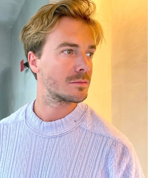 FranCisT_MOR.K.S.（フランシストモークス）の「FranCisT_MOR.K.S./フランシスト モークス/HYBRID SHAGGY PULL OVER（ニット/セーター・メンズ・サックスブルー/ライラック・2/3/4/5）」の3枚目の写真